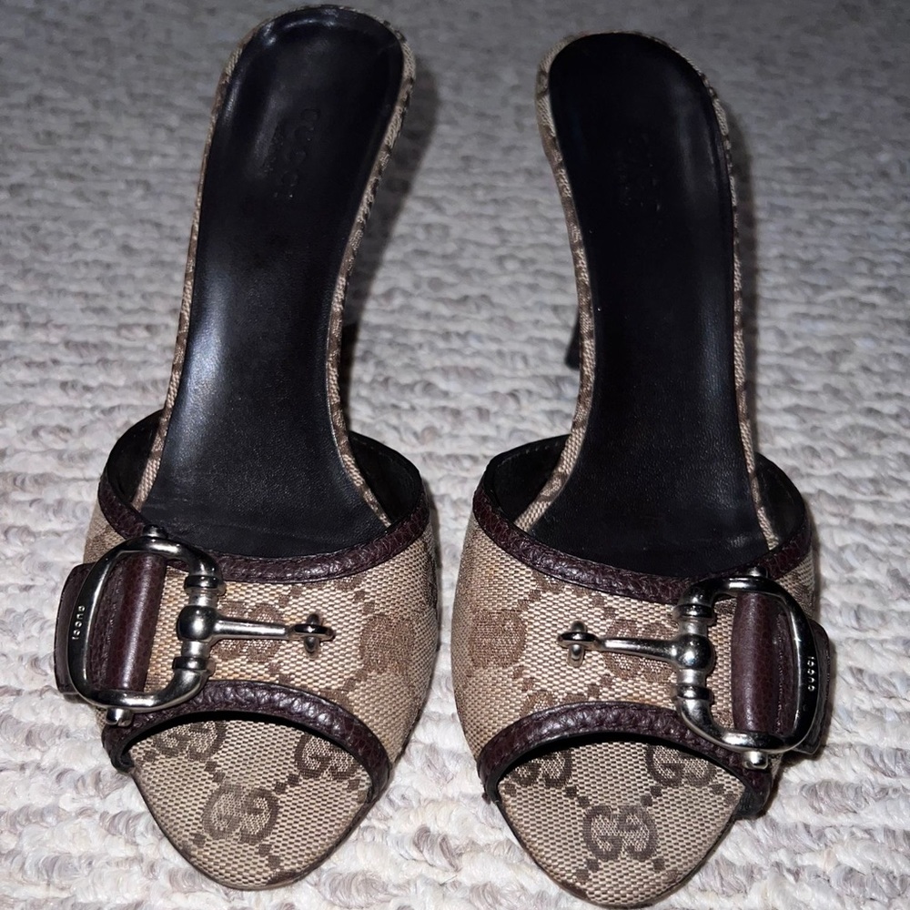 GG Monogram Heeled Slide